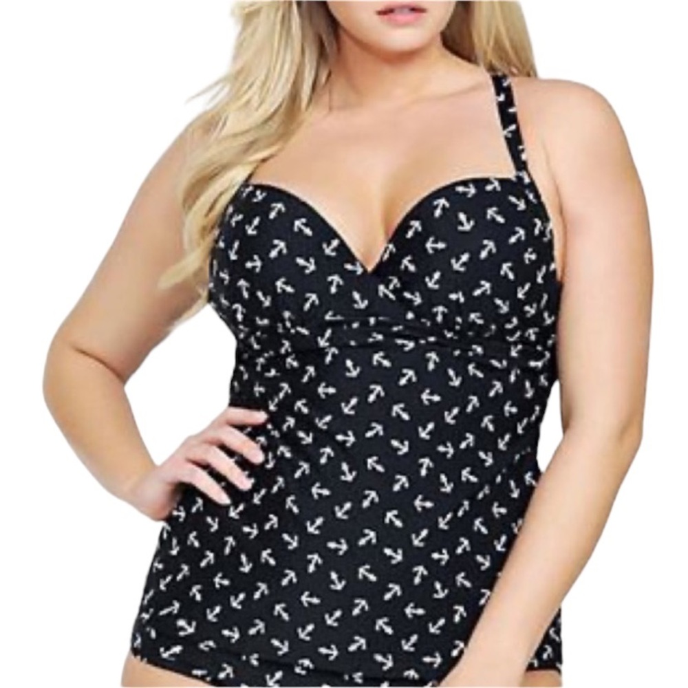 Torrid Anchor Tankini Top Black & White